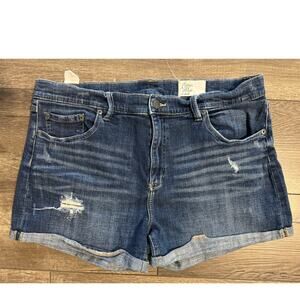 Cosmic‎ Blue Love Medium Wash High Rise Rolled Cuff Shorts Size 33